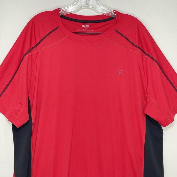 Fila Sport Men Size 2XL Short Sleeve Performance Tee Red And Black - Picture 3 of 16